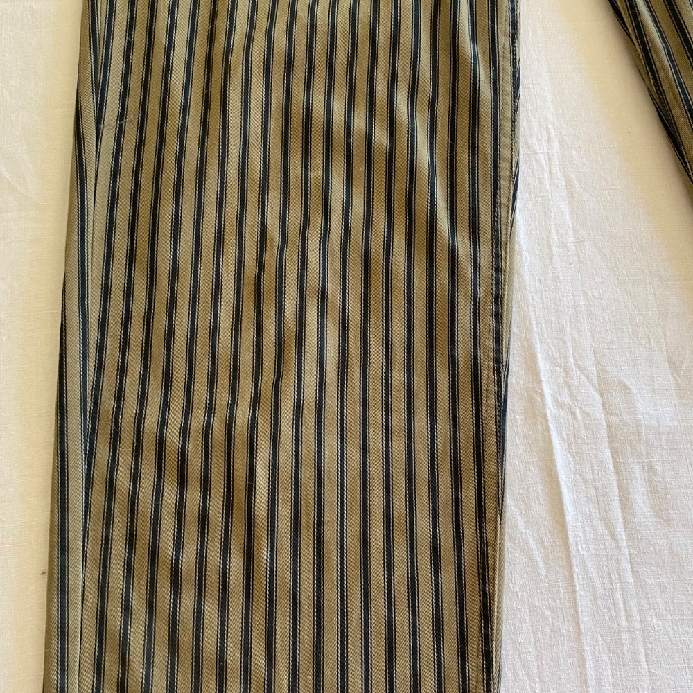 Brixton Women's Green Black Blue Striped Ankle Pants Size 27 - Picture 8 of 10